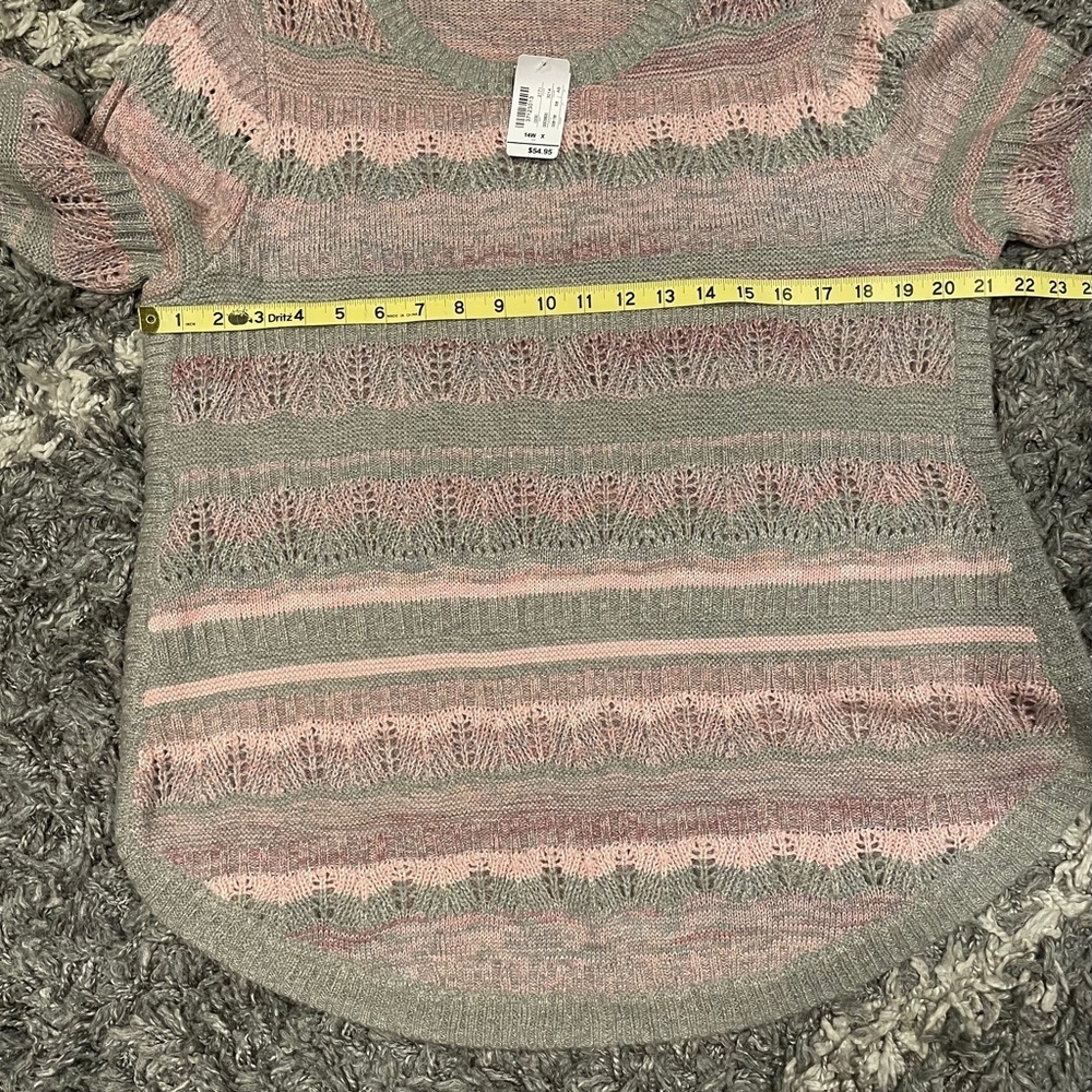 Womens Christopher & Banks Size 14w Pink Gray Sweater Pull Over Casual Office — image 6 of 7